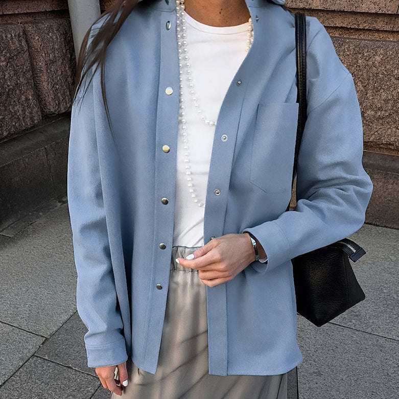 European and American pure cotton all-match high-end blue jacket