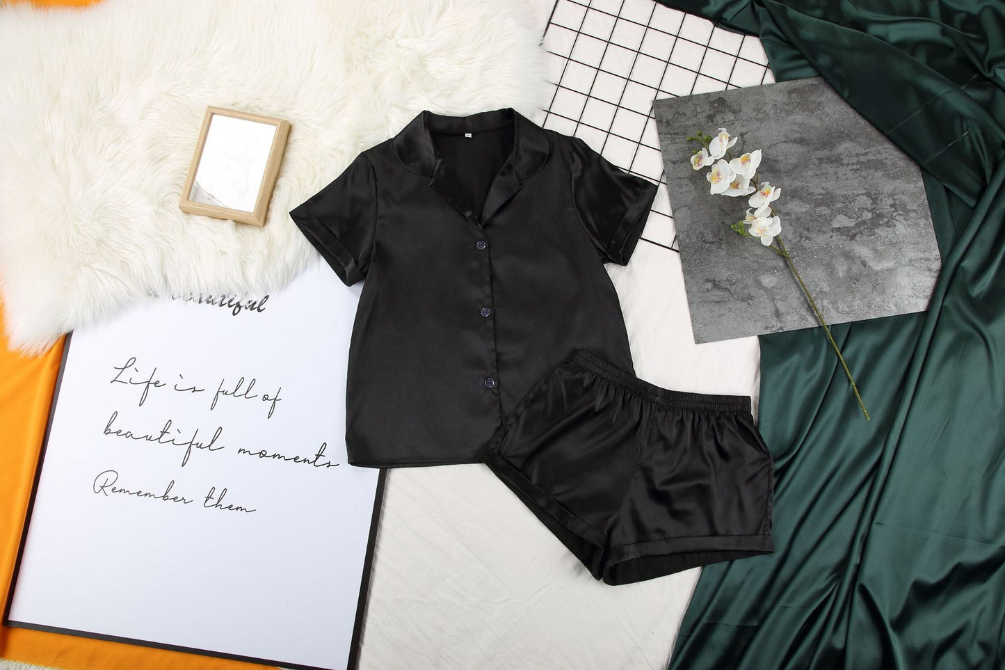 Loose ice silk two-piece pajamas