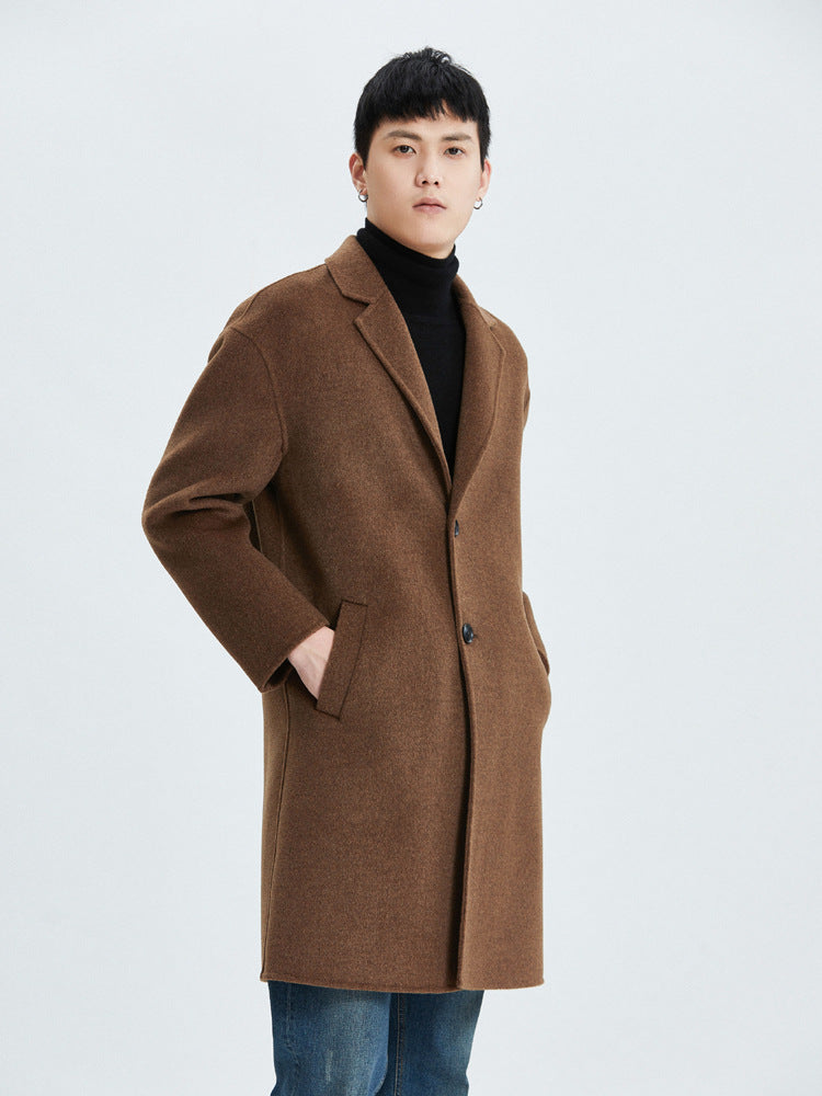 New style wool double-faced coat men's medium-length suit collar coat