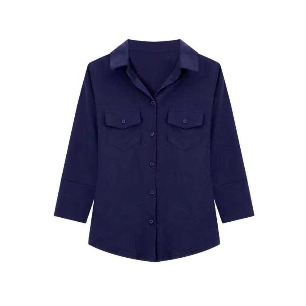 Pure sexy lapel long sleeve shirt