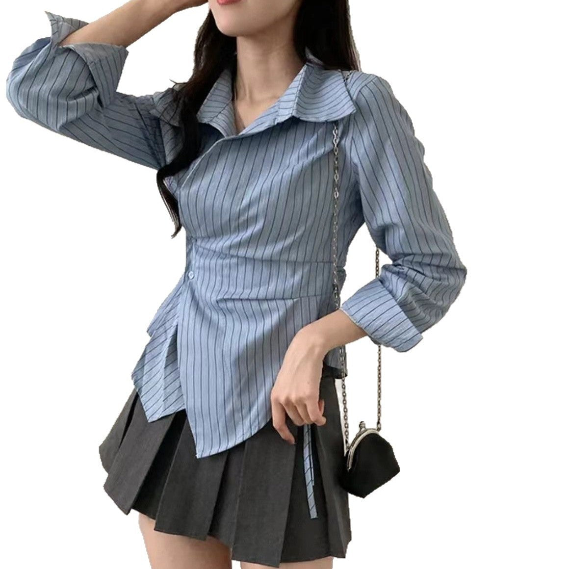 Korean style irregular waist shirt