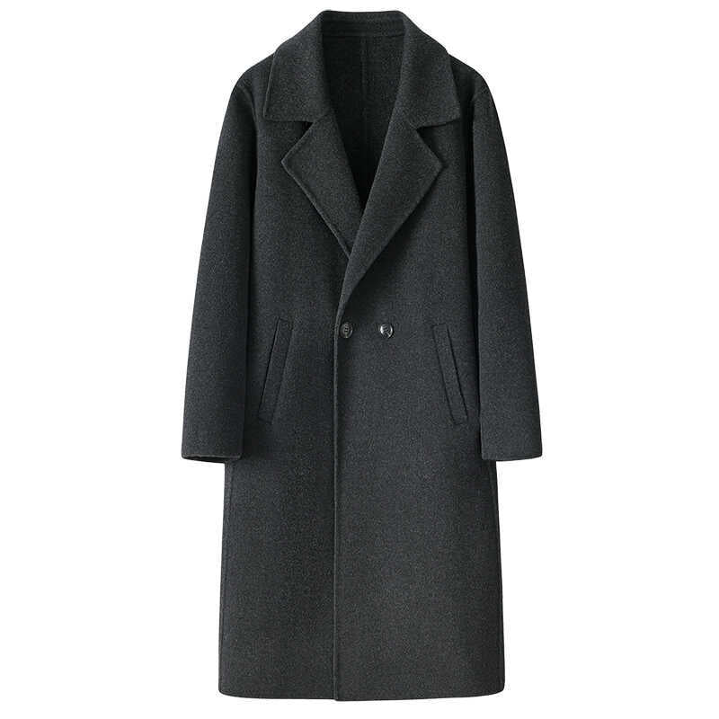 Men's winter thickened mid-length double-faced wool coat