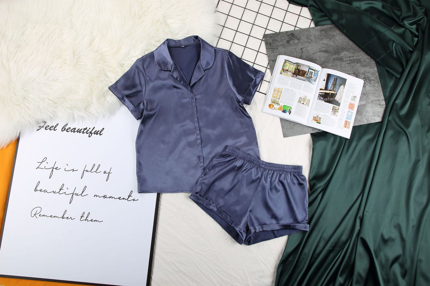 Loose ice silk two-piece pajamas