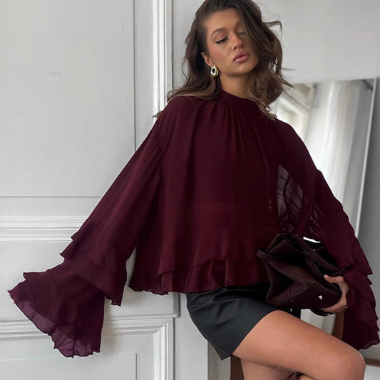 Ruffled Bell Sleeve Shirt