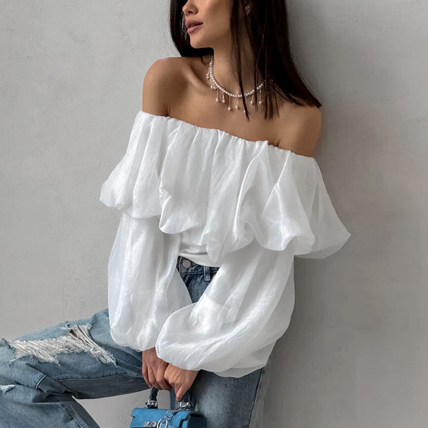 Summer new one-shoulder puff sleeve fashionable casual sexy shirt