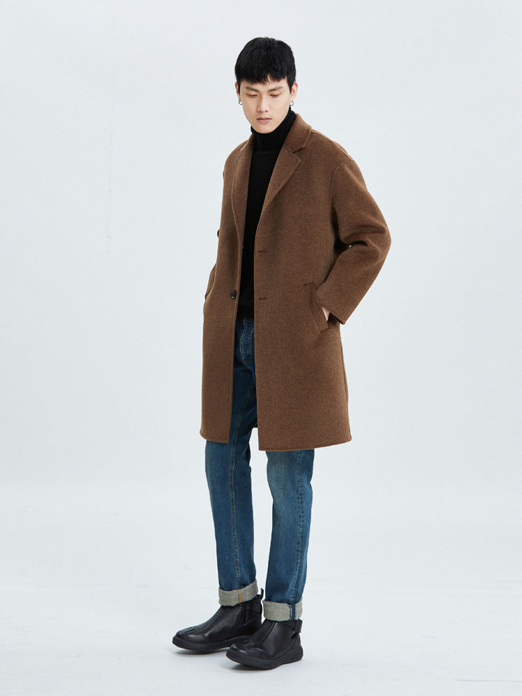 New style wool double-faced coat men's medium-length suit collar coat