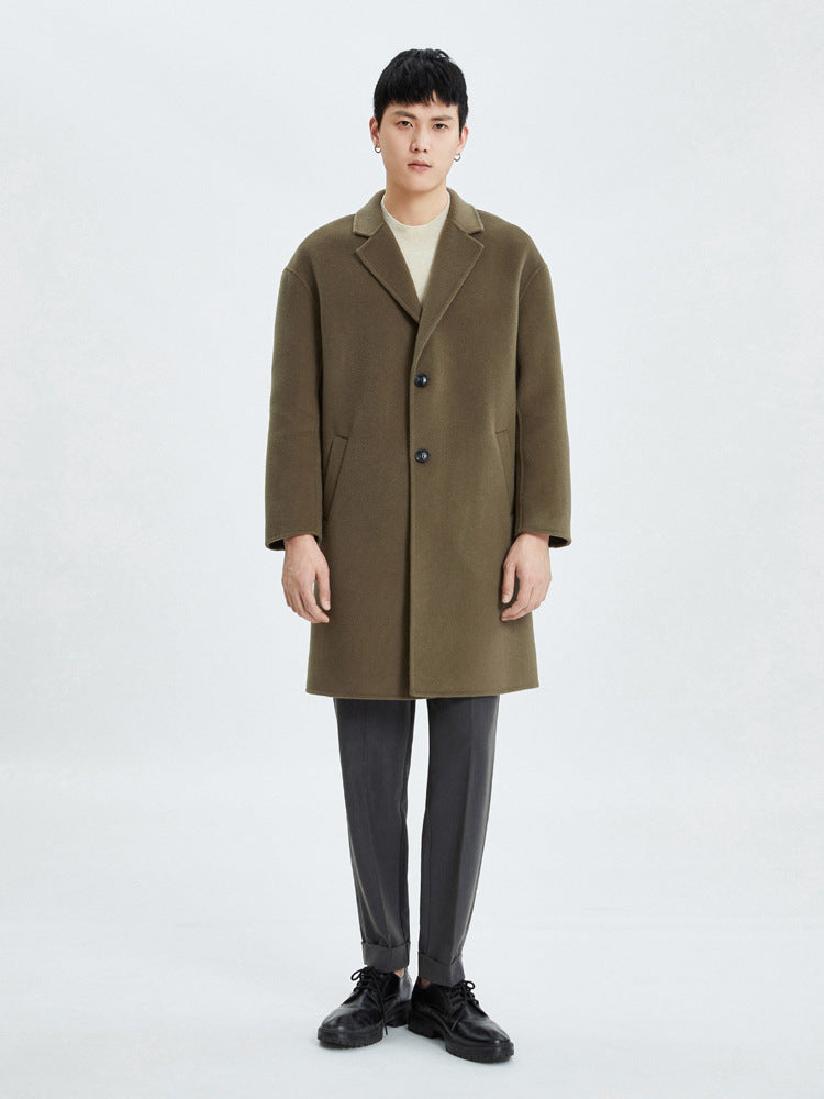 New style wool double-faced coat men's medium-length suit collar coat