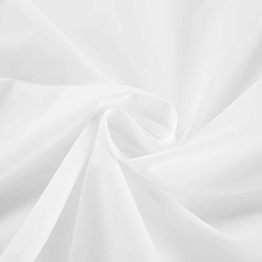 White lapel sexy navel-baring design asymmetric sleeve shirt