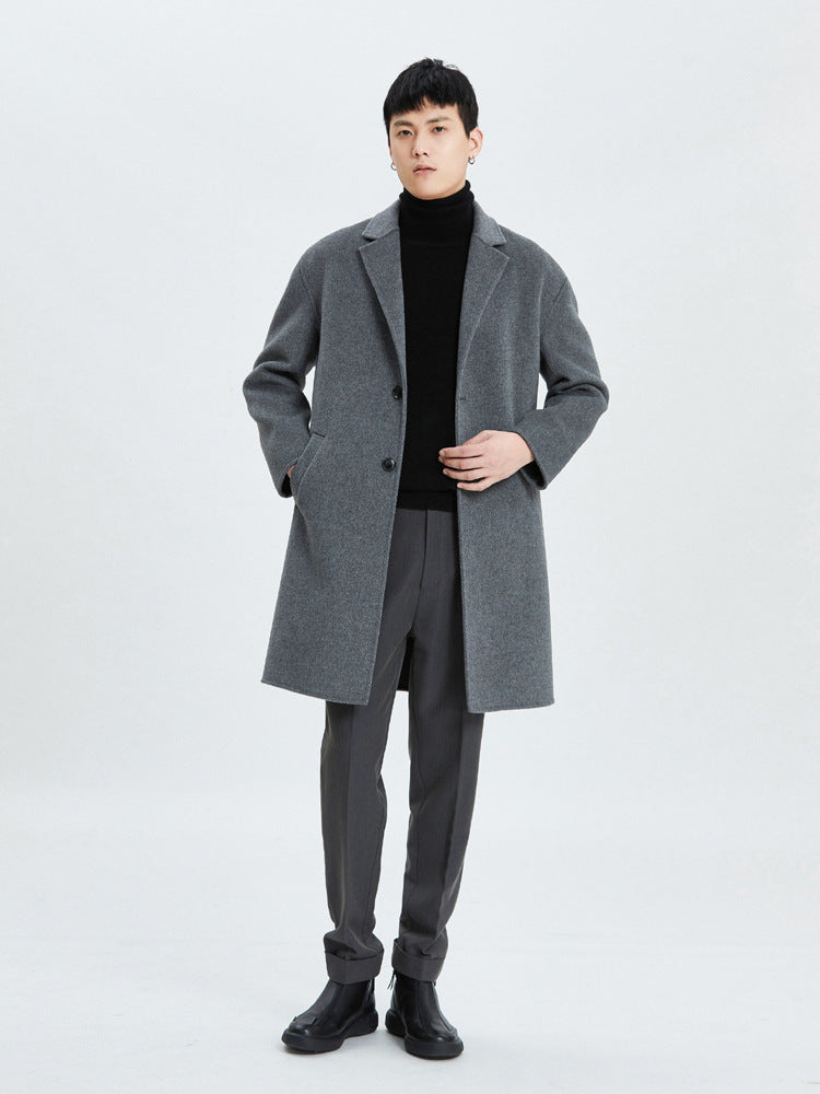 New style wool double-faced coat men's medium-length suit collar coat