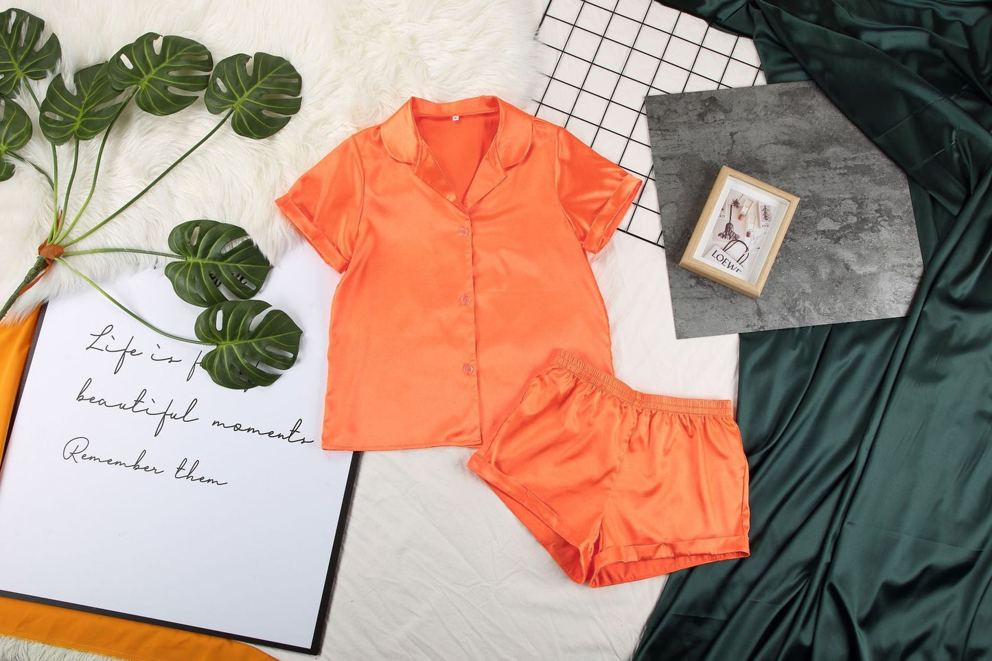 Loose ice silk two-piece pajamas