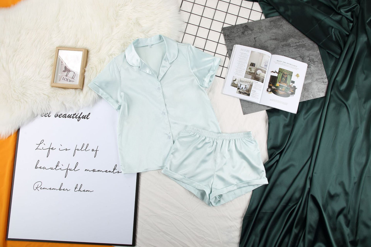 Loose ice silk two-piece pajamas