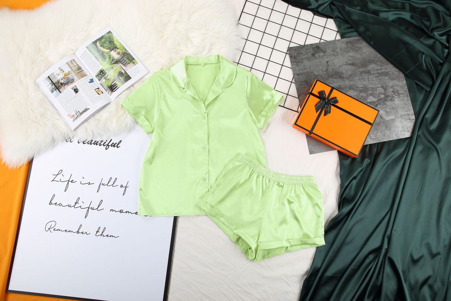 Loose ice silk two-piece pajamas